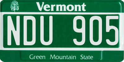 VT license plate NDU905
