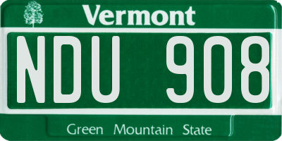 VT license plate NDU908