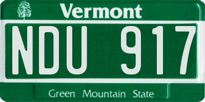 VT license plate NDU917