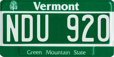 VT license plate NDU920