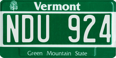 VT license plate NDU924