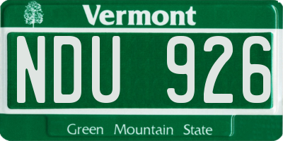 VT license plate NDU926
