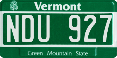 VT license plate NDU927