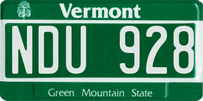 VT license plate NDU928