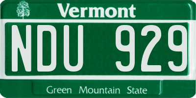 VT license plate NDU929