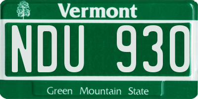 VT license plate NDU930
