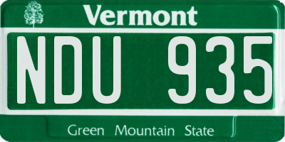 VT license plate NDU935