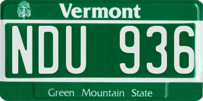 VT license plate NDU936