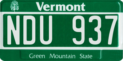 VT license plate NDU937
