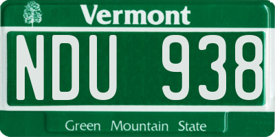 VT license plate NDU938