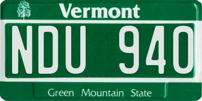 VT license plate NDU940