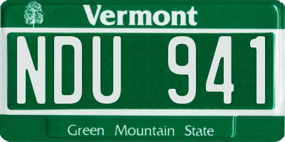 VT license plate NDU941