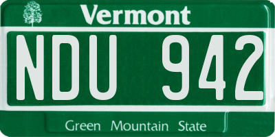 VT license plate NDU942
