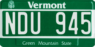VT license plate NDU945
