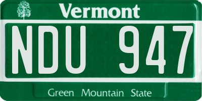 VT license plate NDU947