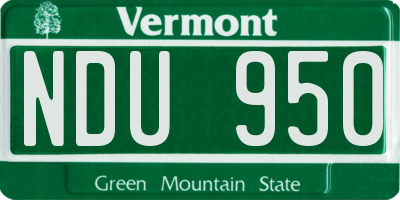 VT license plate NDU950