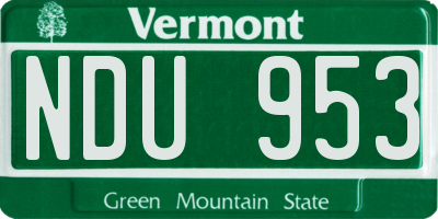 VT license plate NDU953
