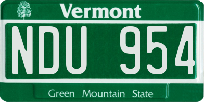 VT license plate NDU954