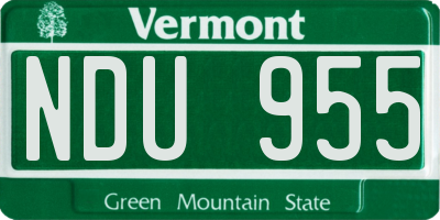 VT license plate NDU955