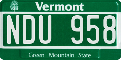 VT license plate NDU958