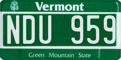 VT license plate NDU959