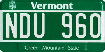 VT license plate NDU960