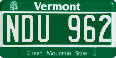 VT license plate NDU962