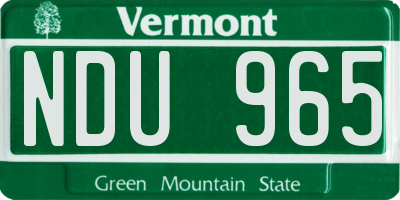 VT license plate NDU965