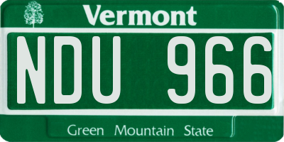 VT license plate NDU966