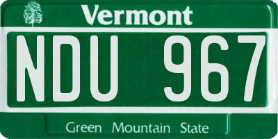VT license plate NDU967