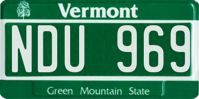VT license plate NDU969