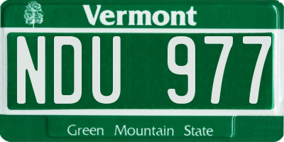 VT license plate NDU977