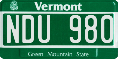 VT license plate NDU980