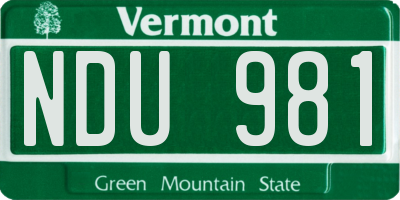 VT license plate NDU981