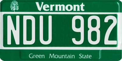 VT license plate NDU982
