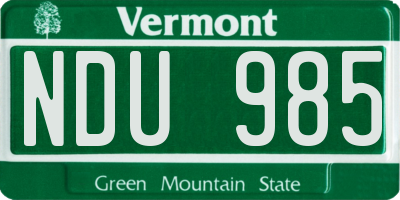 VT license plate NDU985