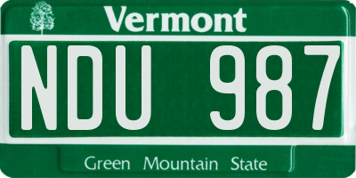VT license plate NDU987