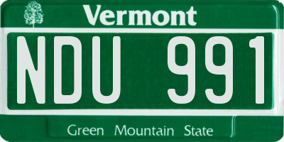 VT license plate NDU991