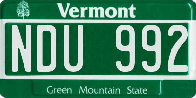 VT license plate NDU992