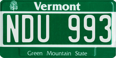 VT license plate NDU993