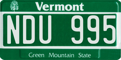 VT license plate NDU995