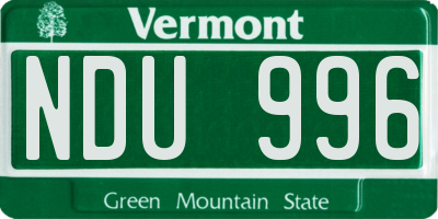 VT license plate NDU996