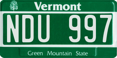 VT license plate NDU997