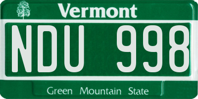 VT license plate NDU998
