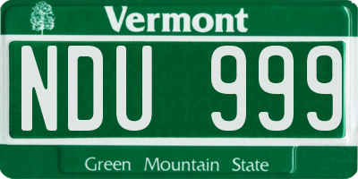 VT license plate NDU999