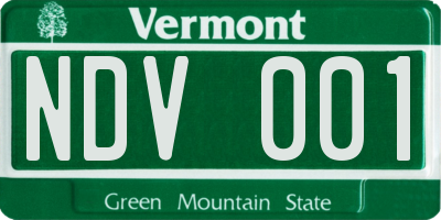 VT license plate NDV001