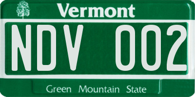 VT license plate NDV002