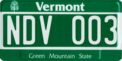 VT license plate NDV003