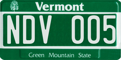 VT license plate NDV005