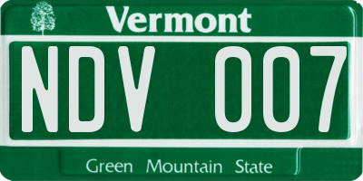 VT license plate NDV007